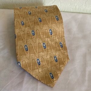 Murano  Luxury Textured Tie Gold Blue Sapphire Rings   Hand Tailored USA Ex Long